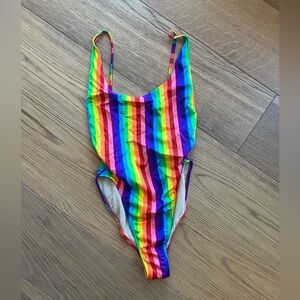 American Apparel Rainbow Striped Swimsuit